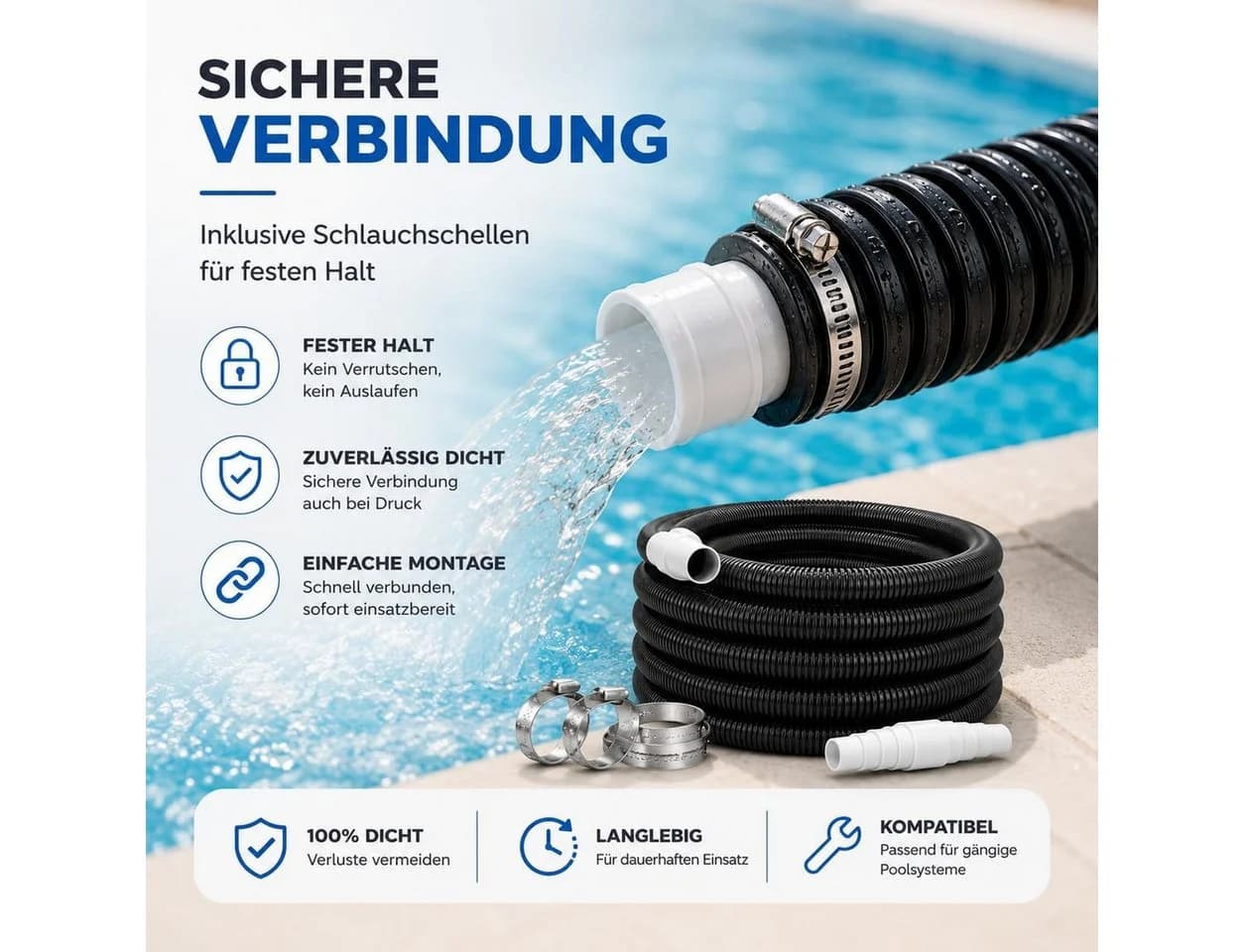 TK Gruppe Poolschlauch 38mm x 8m mit Muffen & Schellen - Bild 4