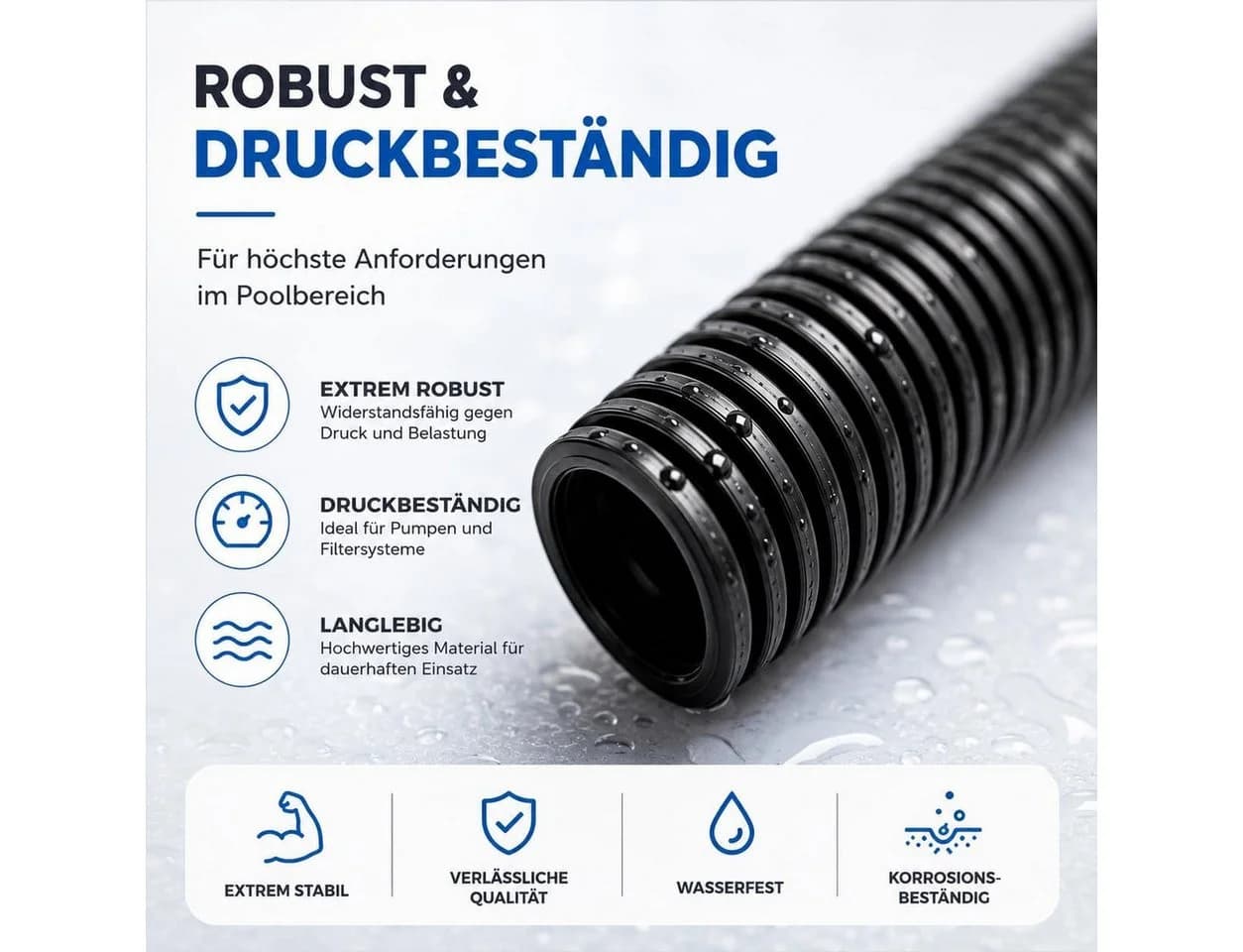 TK Gruppe Poolschlauch 38mm x 8m mit Muffen & Schellen - Bild 5