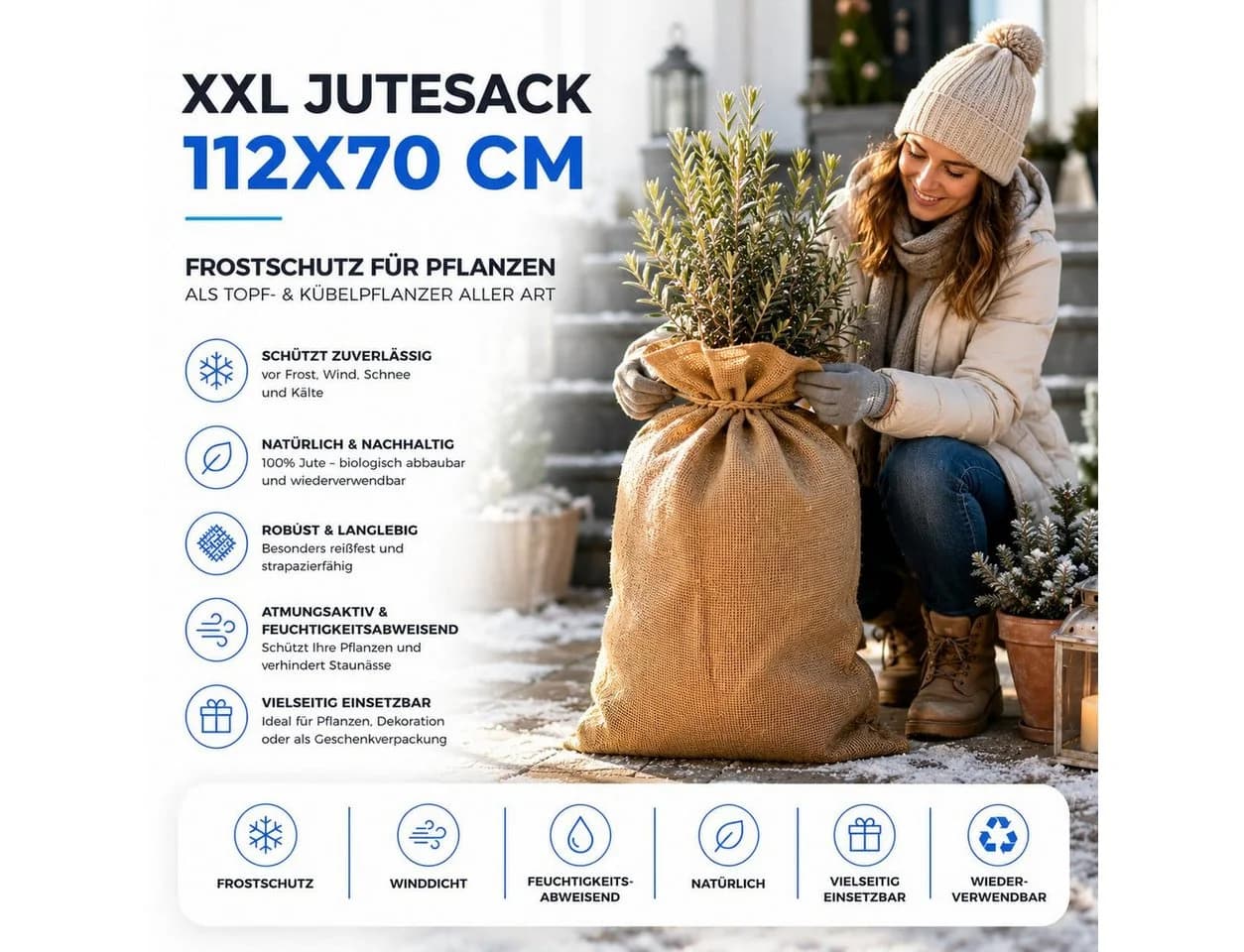 TK Gruppe XXL-Jutesack 112x70cm Beige - Bild 3
