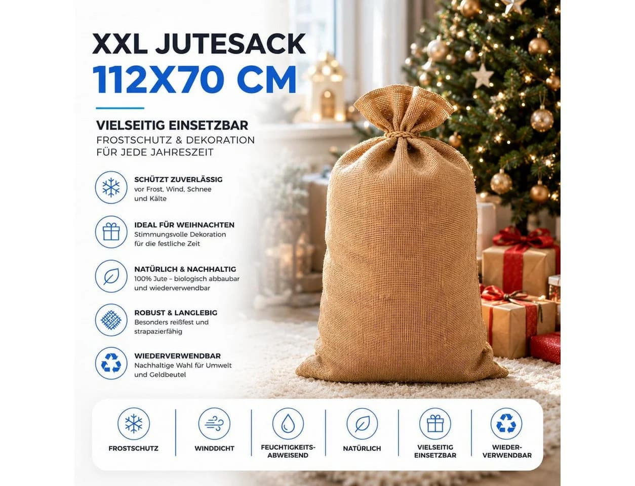 TK Gruppe XXL-Jutesack 112x70cm Beige - Bild 4