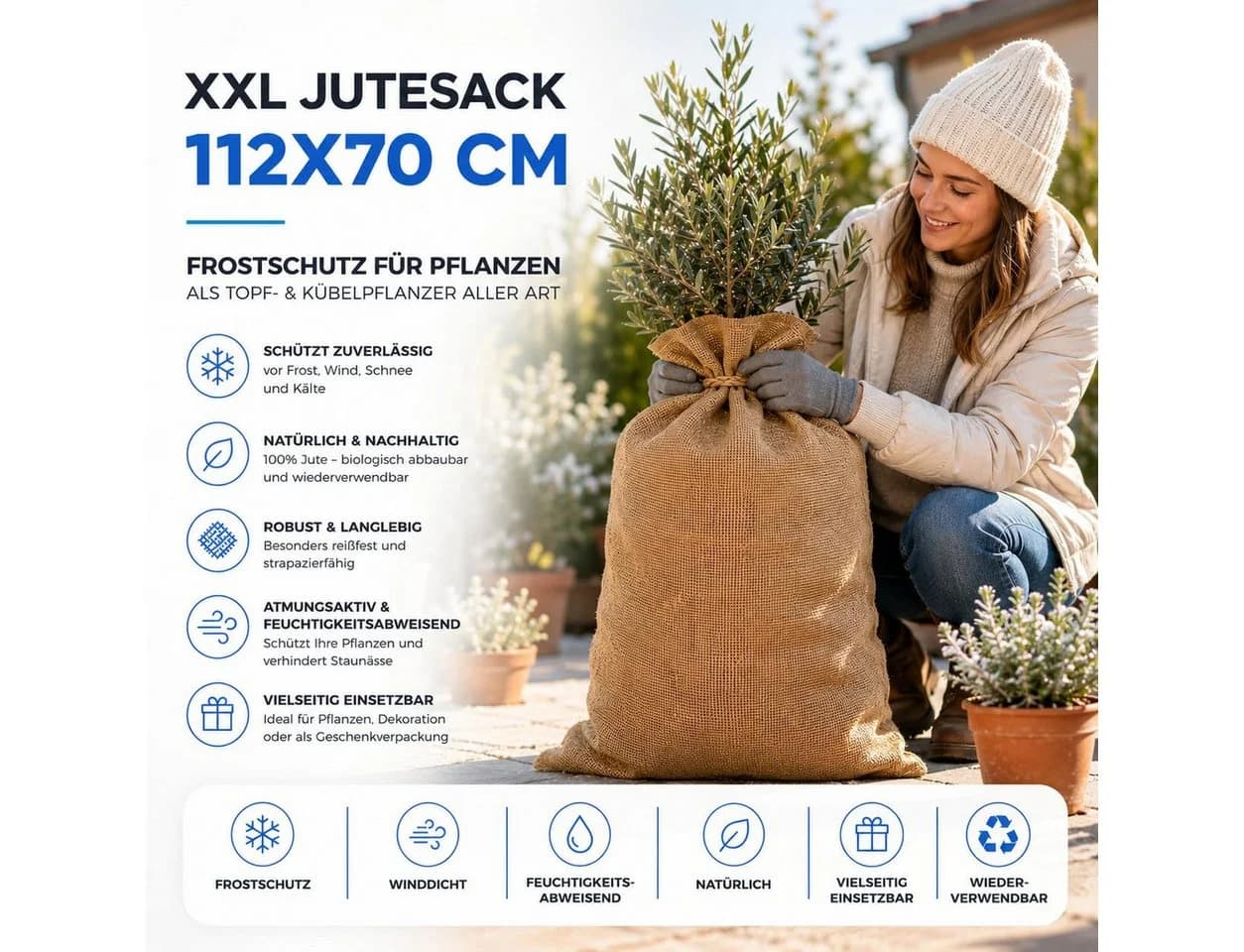 TK Gruppe XXL-Jutesack 112x70cm Beige - Bild 5
