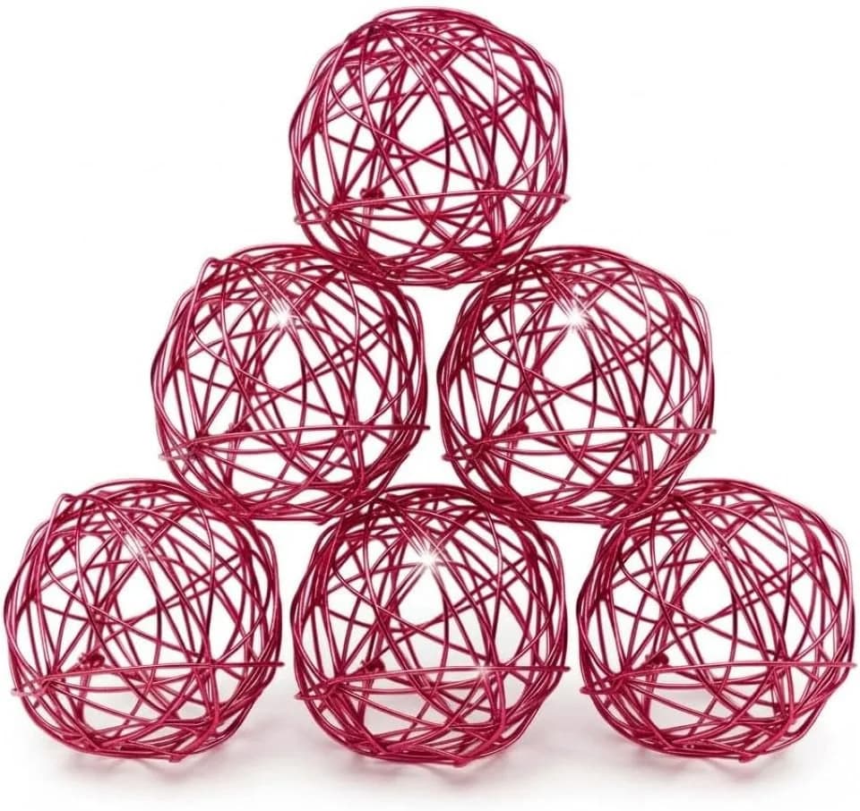 FADEDA Dekokugel Premium Drahtbälle 5er Set Rot 3 cm - Bild 2
