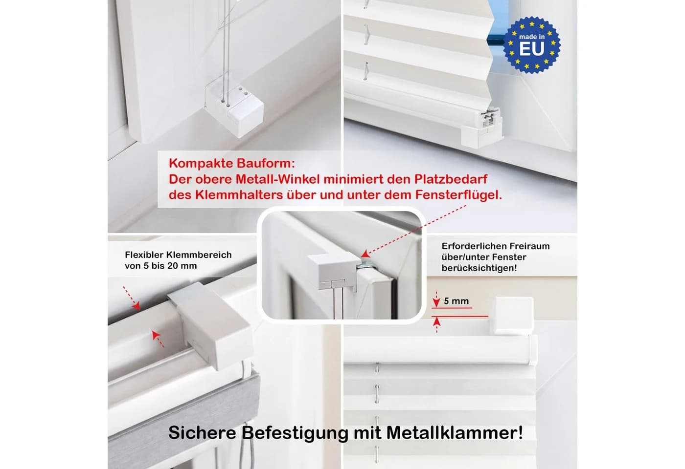 Rikmani Plissee Klemmfix ohne Bohren Beige/Grau - Bild 5