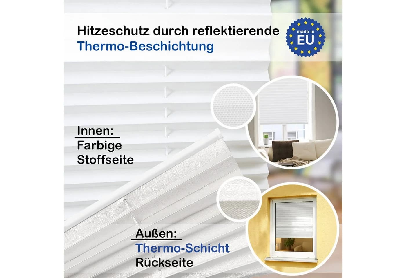 Rikmani Thermo-Plissee Klemmfix Creme Blickdicht