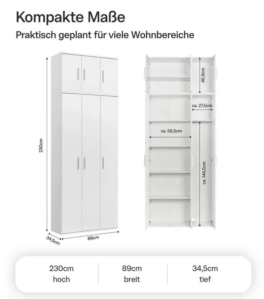 mokebo Mehrzweckschrank Trio 3-türig weiß - Bild 5