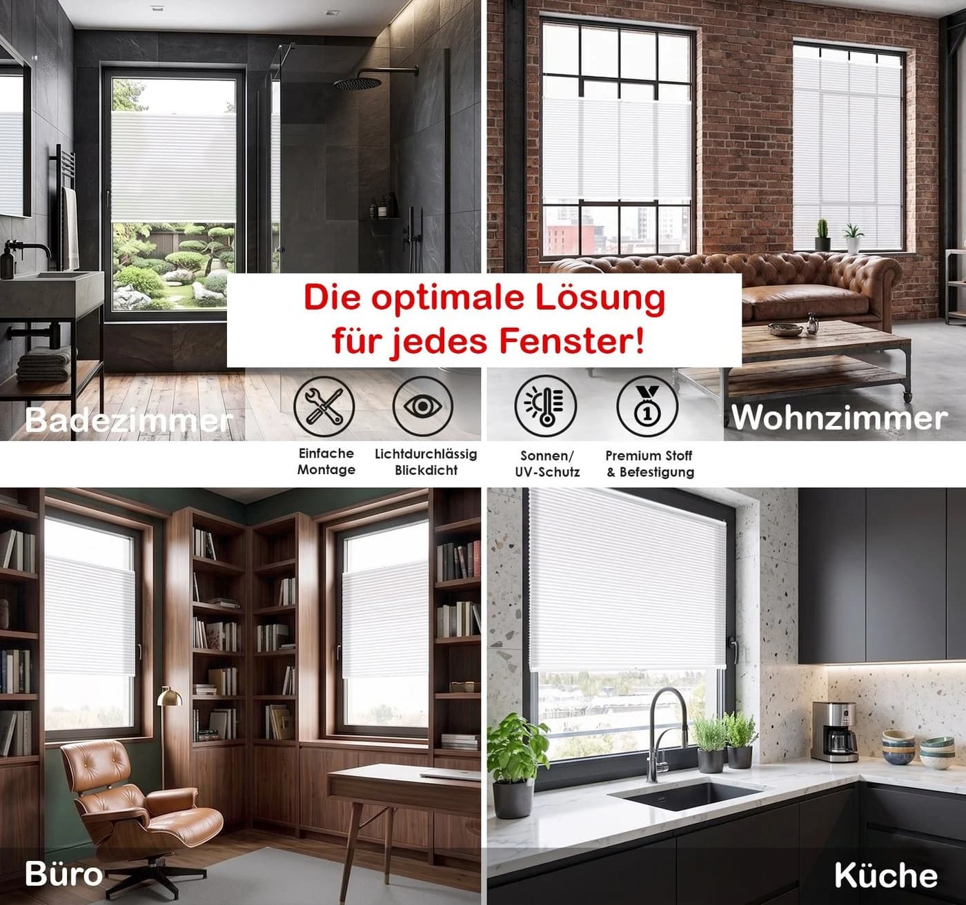 Rikmani Plissee ohne Bohren weiß lichtdurchlässig - Bild 3