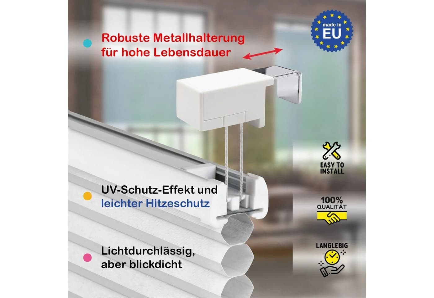 Rikmani Plissee ohne Bohren weiß lichtdurchlässig - Bild 4