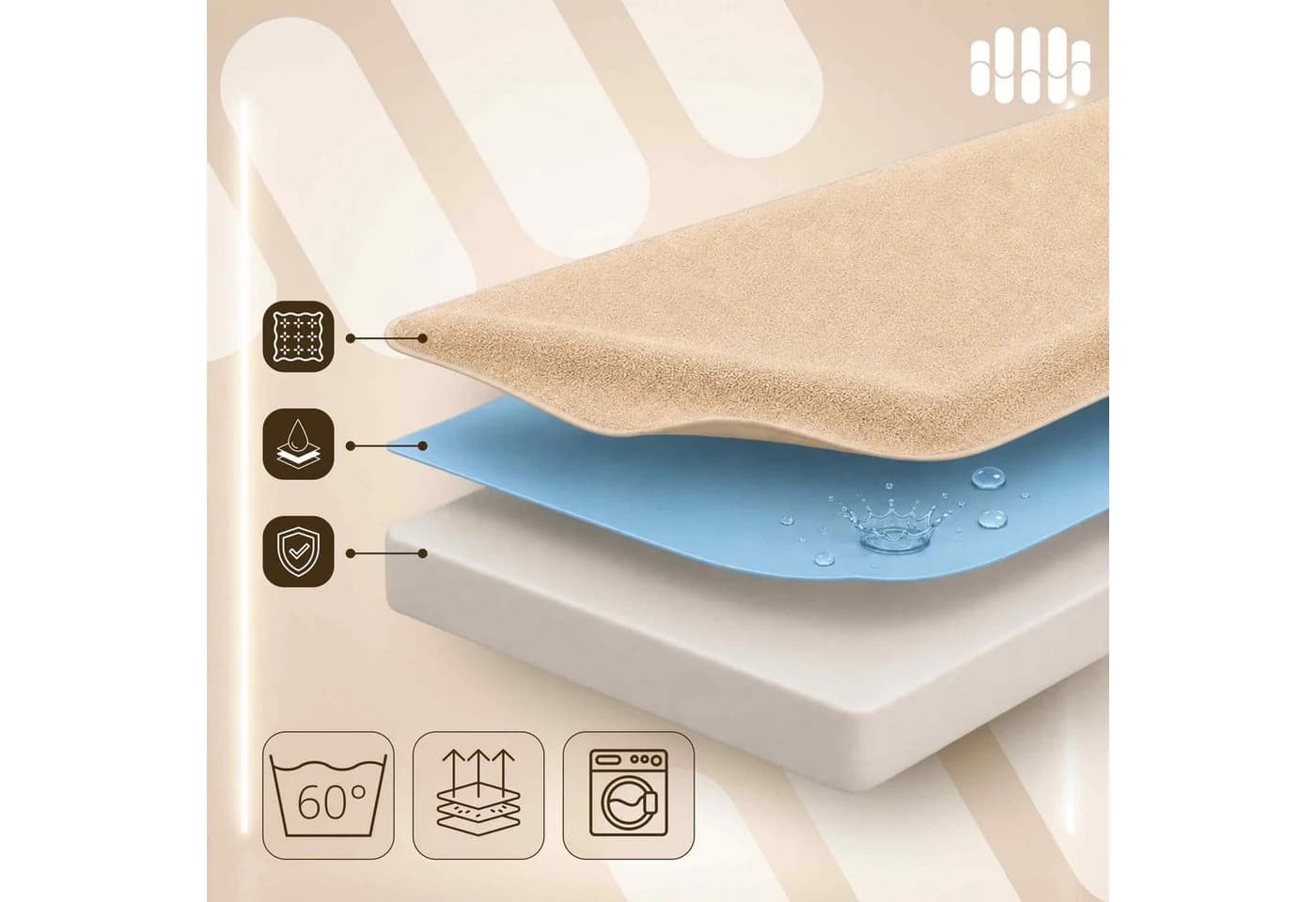 Lantigo Spannbettlaken wasserdicht beige Frottee Nässeschutz