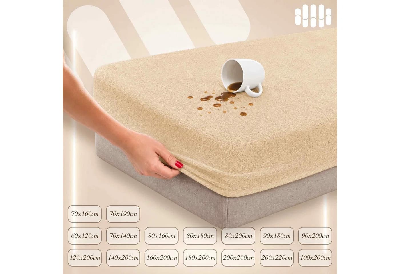 Lantigo Spannbettlaken wasserdicht beige Frottee Nässeschutz - Bild 4