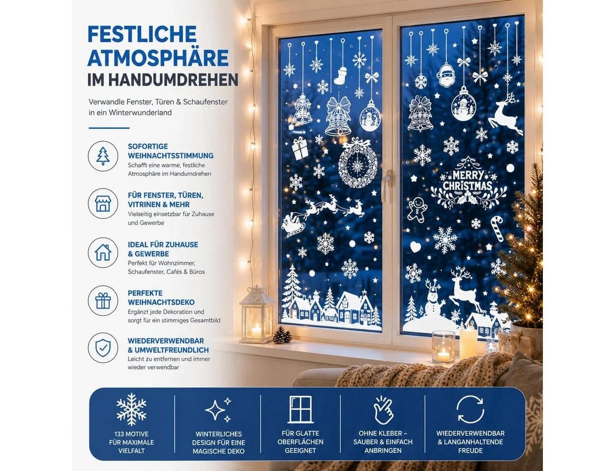 TK Gruppe Weihnachts-Fensterbilder Selbstklebend Deko - Bild 3