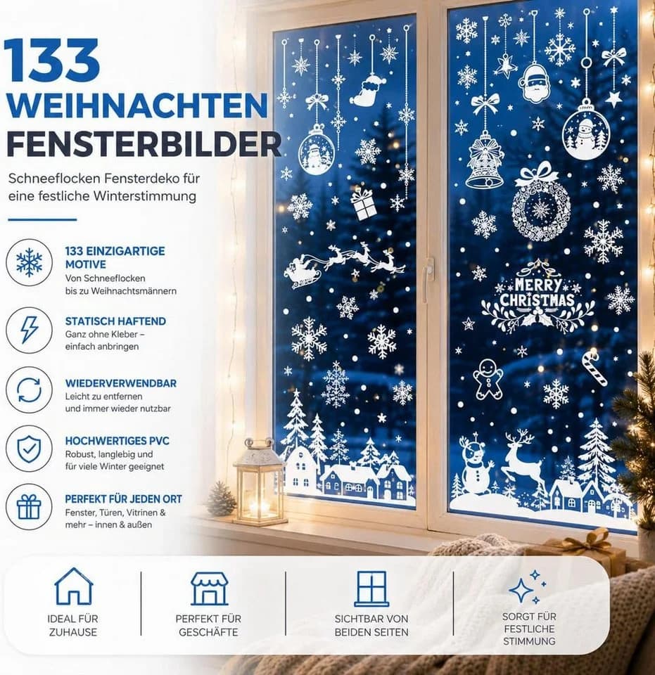 TK Gruppe Weihnachts-Fensterbilder Selbstklebend Deko - Bild 5