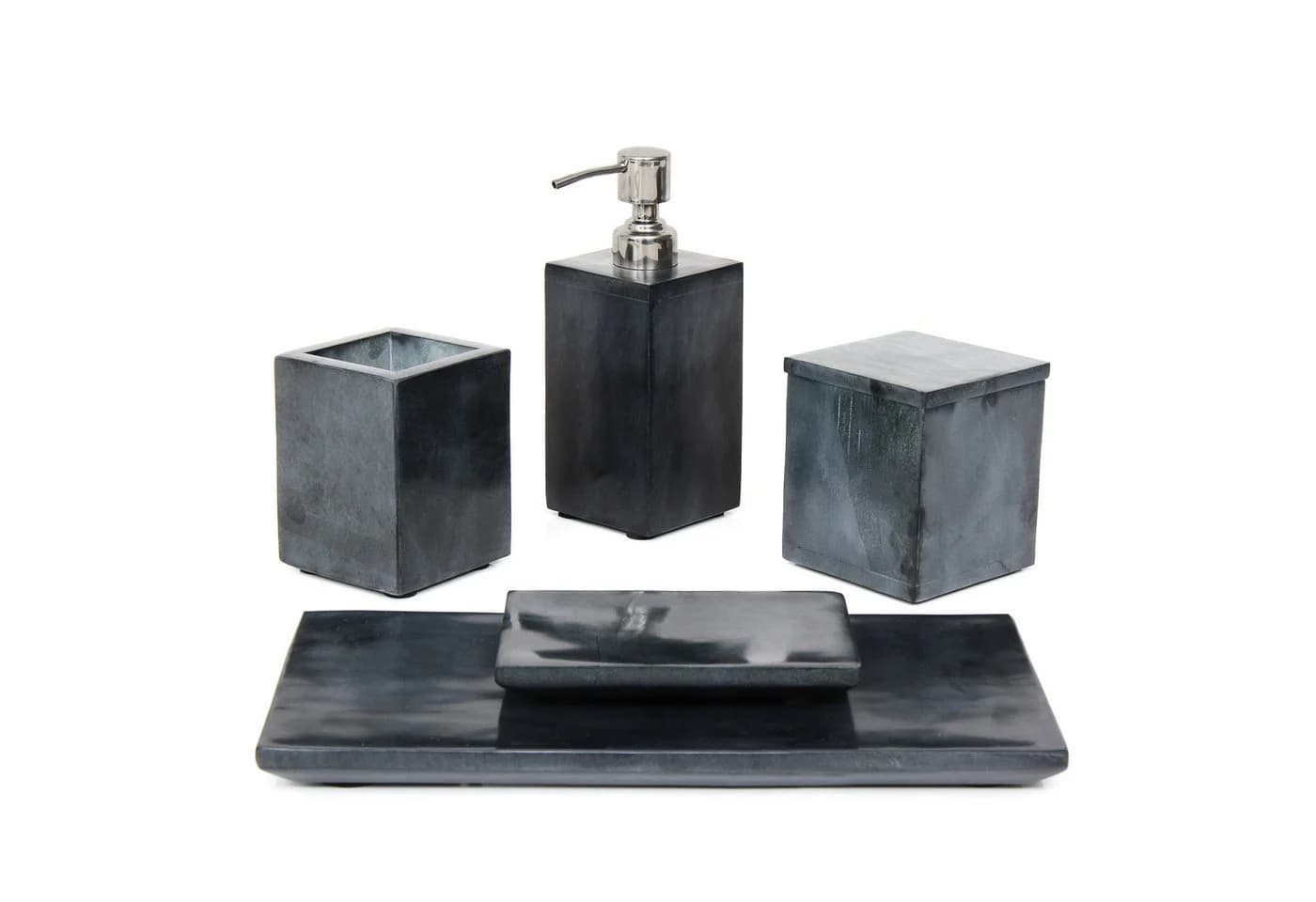 Houseproud Badaccessoire-Set Cubic Dark 5 Teile Anthrazit - Bild 2