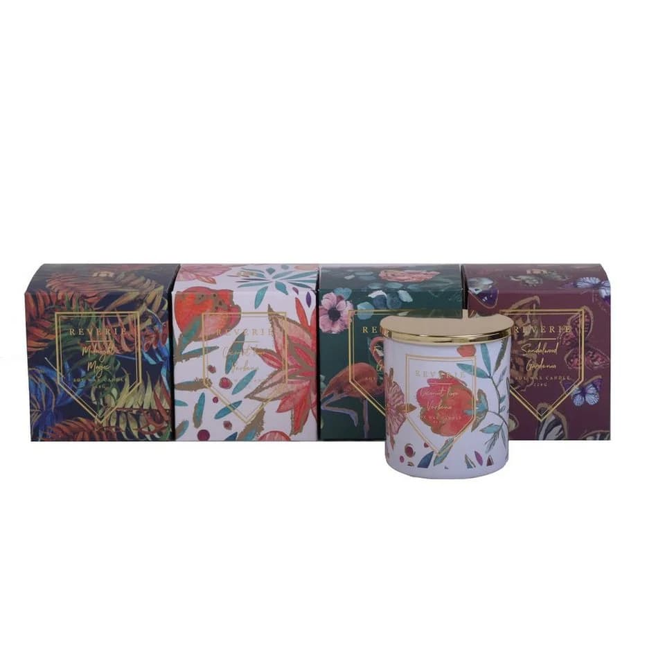 houseproud Duftkerze Tropical mit Deckel Sojawachs Floral Design