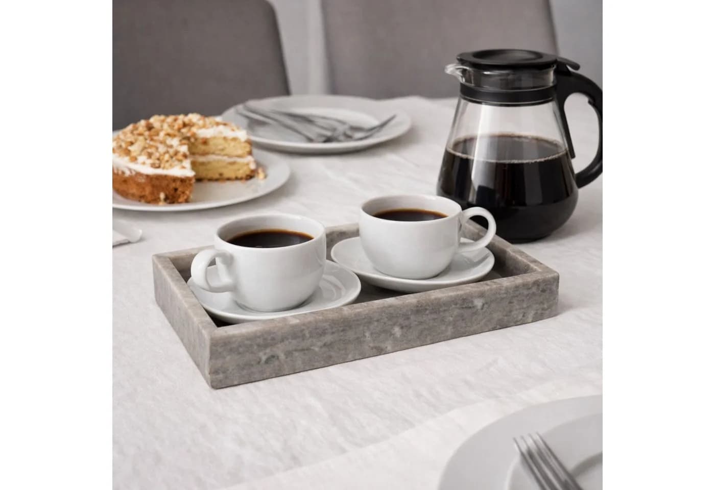 houseproud Dekotablett Strict Marmor Beige mit Gummifüßen