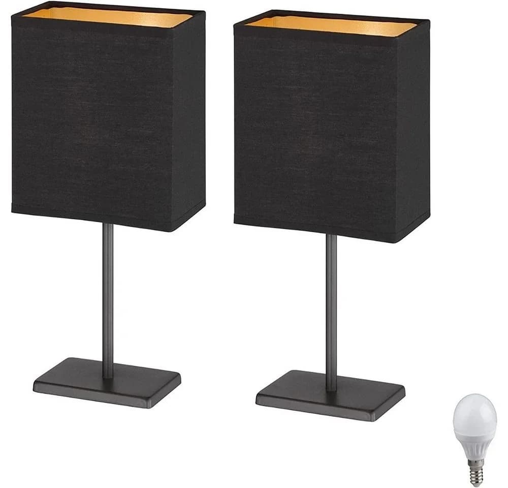 Lichthandel Hoch LED Tischleuchte 2er Set Schwarz/Gold Warmweiß - Bild 2