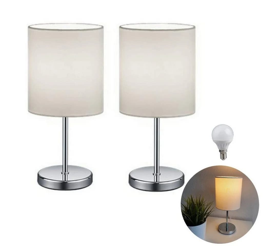 Lichthandel Hoch LED Tischleuchte 2er Set Weiß Warmweiß - Bild 2