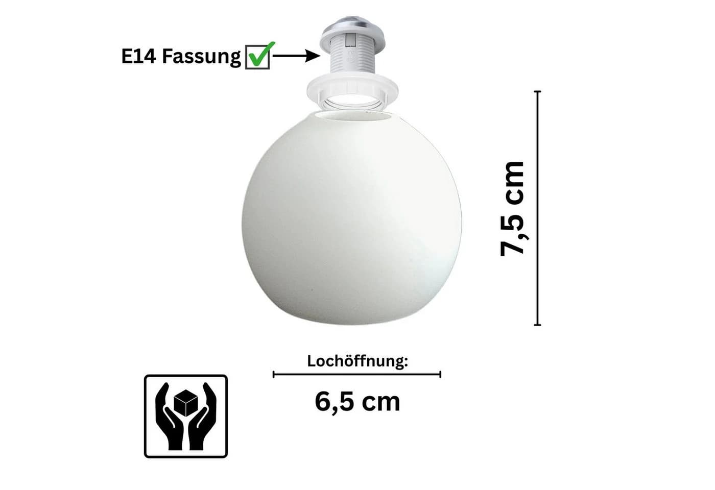 Lichthandel Hoch Lampenschirm Ersatzglas E14 Glaslampenschirm klein