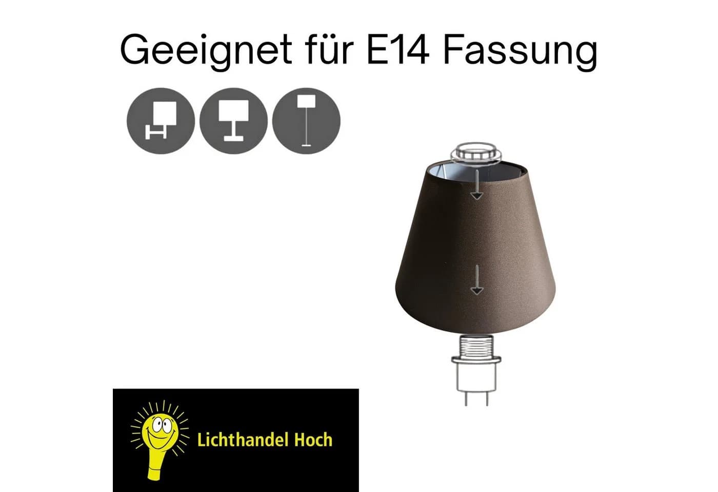 Lichthandel Hoch Lampenschirm E14 Tischlampe Braun Konisch Leuchtenschirm Ersatzschirm - Bild 3