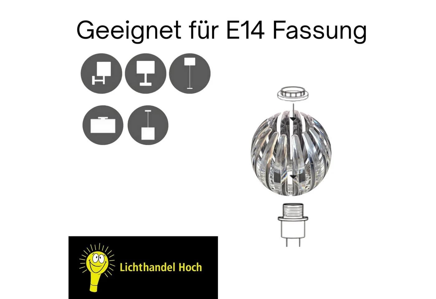 Lichthandel Hoch Lampenschirm Kunststoff Weiß Rund - Bild 3