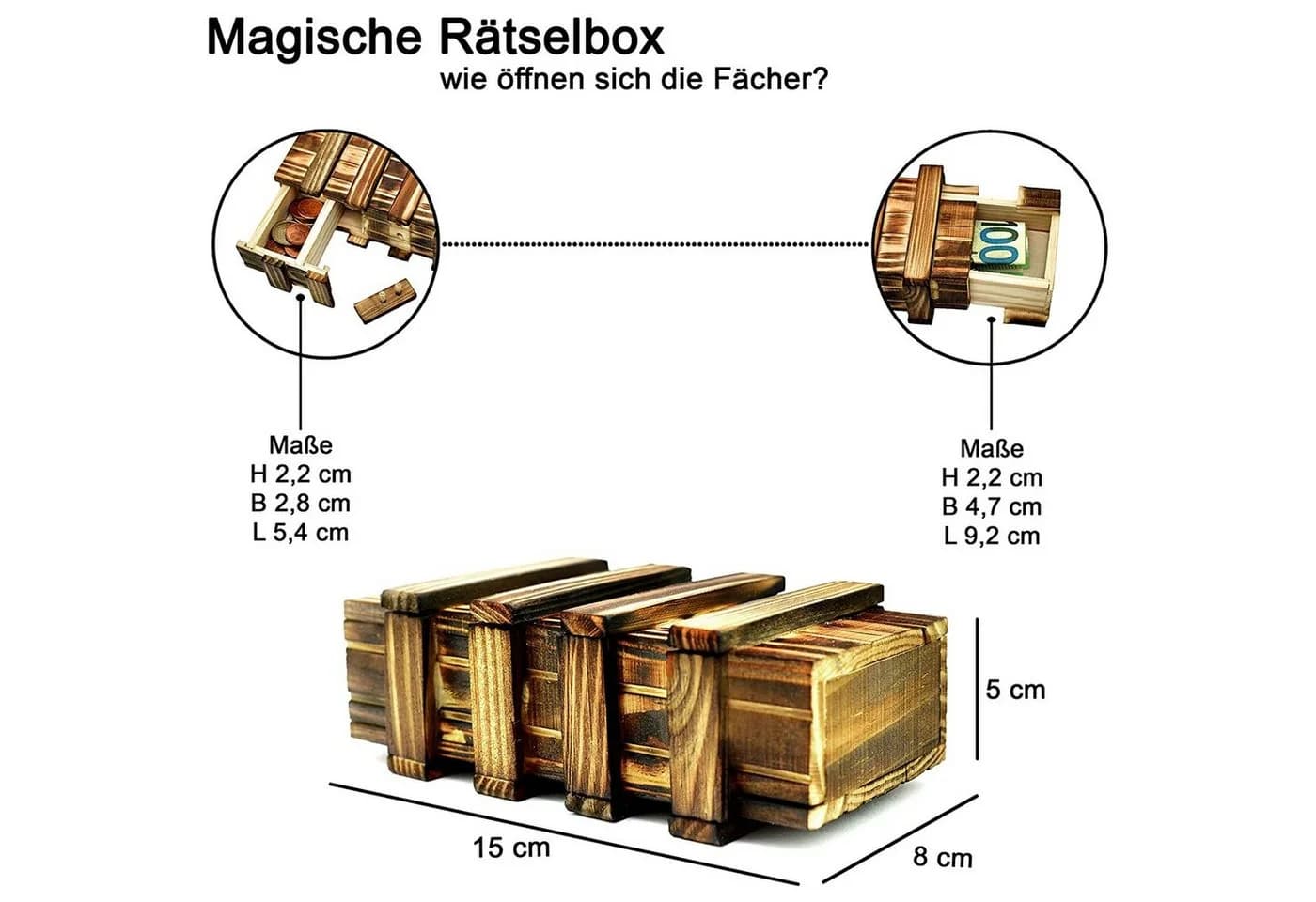 store HD Geschenkbox Magische Rätselbox - Holz mit zwei Geheimfächern