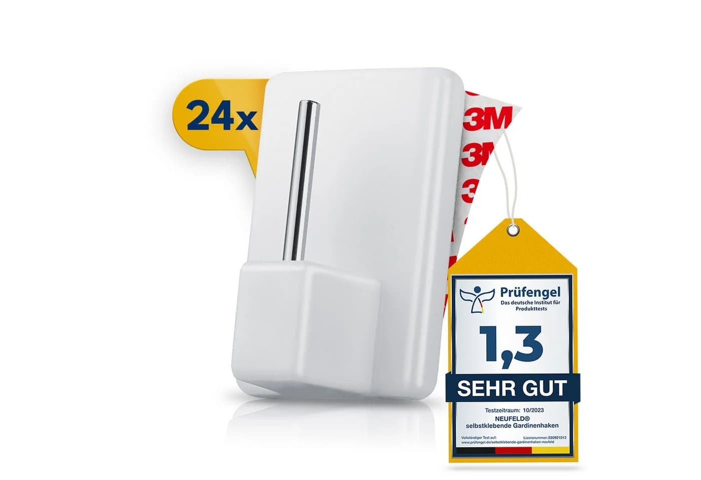 NEUFELD Gardinenhaken Selbstklebend Weiß 24er Set - Bild 2