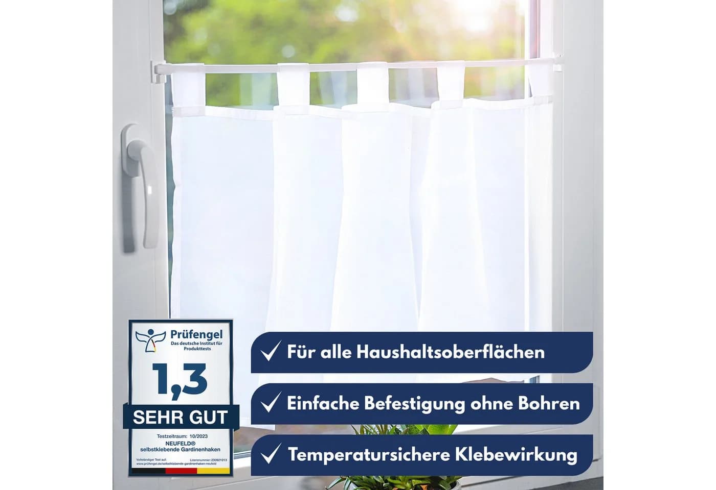 NEUFELD Gardinenhaken Selbstklebend Weiß 24er Set - Bild 5