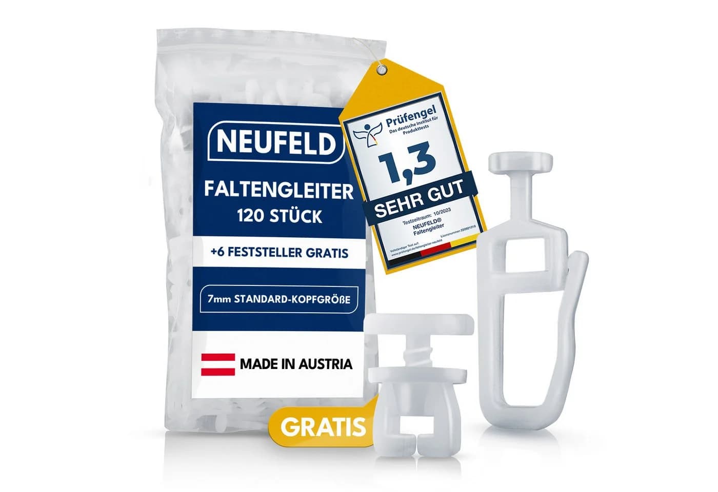 NEUFELD Gardinengleiter 120 Stück 7mm Standardgröße Leise & Leichtläufig - Bild 2