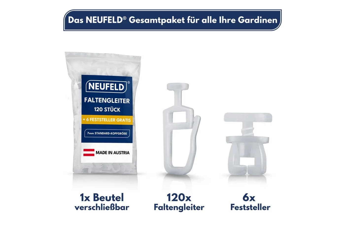 NEUFELD Gardinengleiter 120 Stück 7mm Standardgröße Leise & Leichtläufig - Bild 4