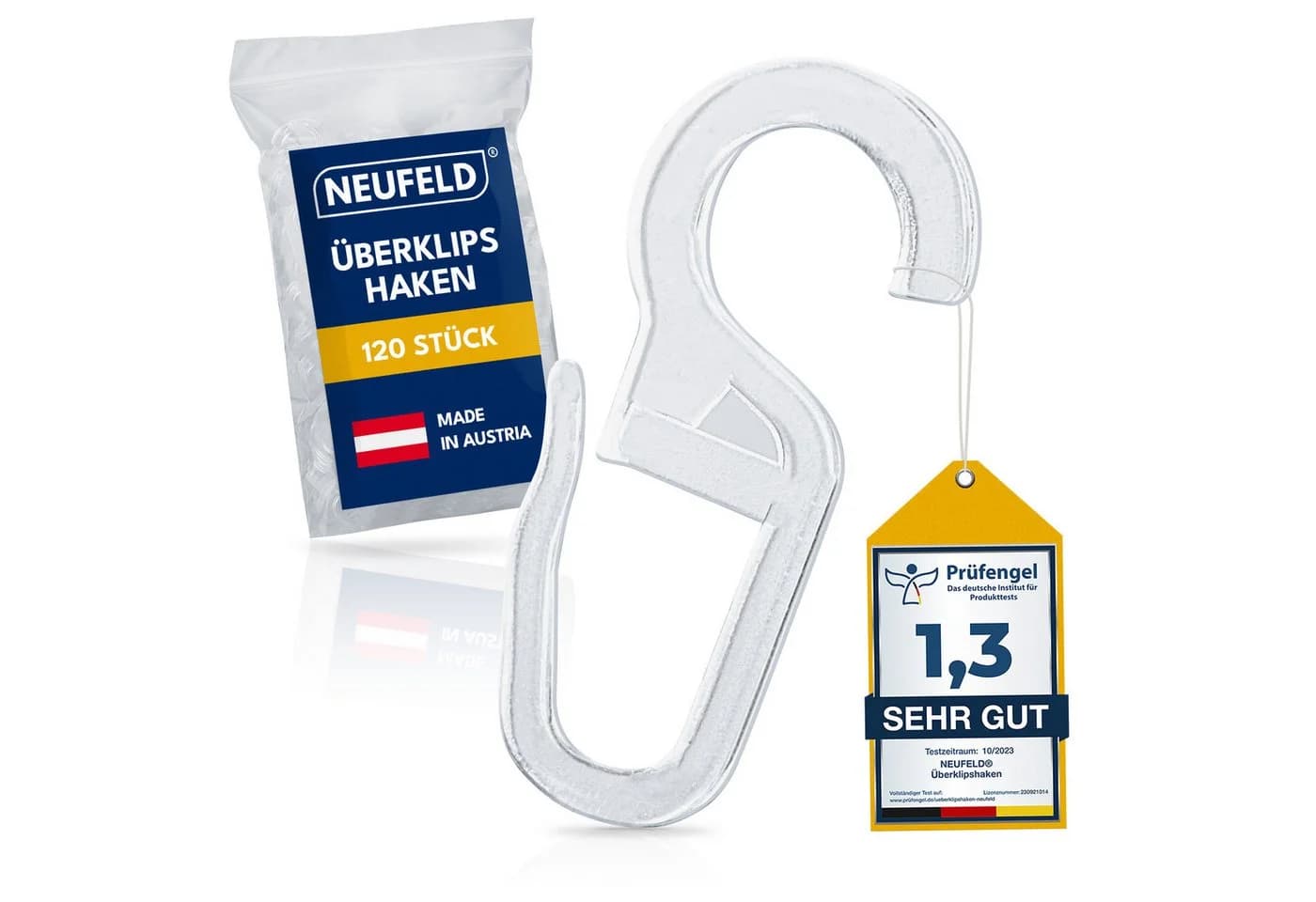 NEUFELD Gardinenhaken Überklipshaken Transparent 120 Stück 10mm Öse - Bild 2