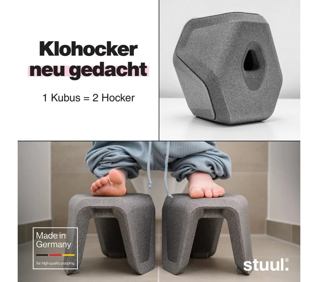 stuul® Toilettenhocker Grau EPP Ergonomisch Design