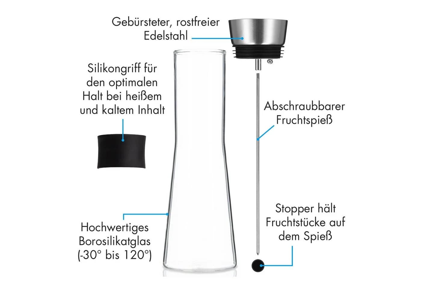 Klarstein Glaswerk Sile Teekanne Glas Edelstahl - Bild 4