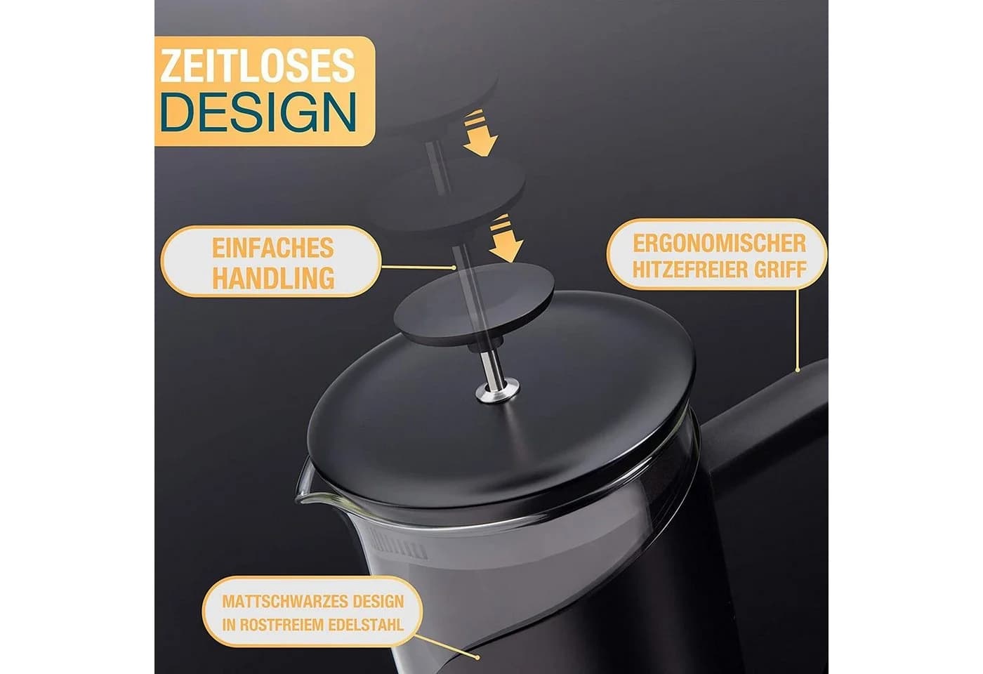 Thiru French Press Kanne Transparent Modern - Bild 5