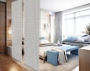 YourCasa Paravent Raumteiler hängend Weiss Lichtdurchlässig Bild 2