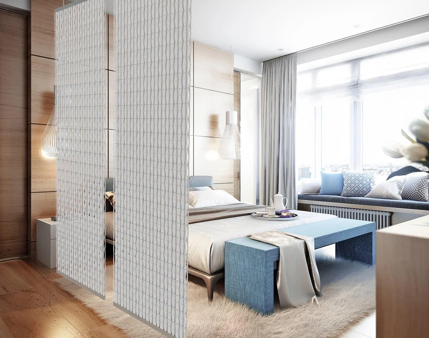 YourCasa Paravent Raumteiler hängend Weiss Lichtdurchlässig - Bild 2