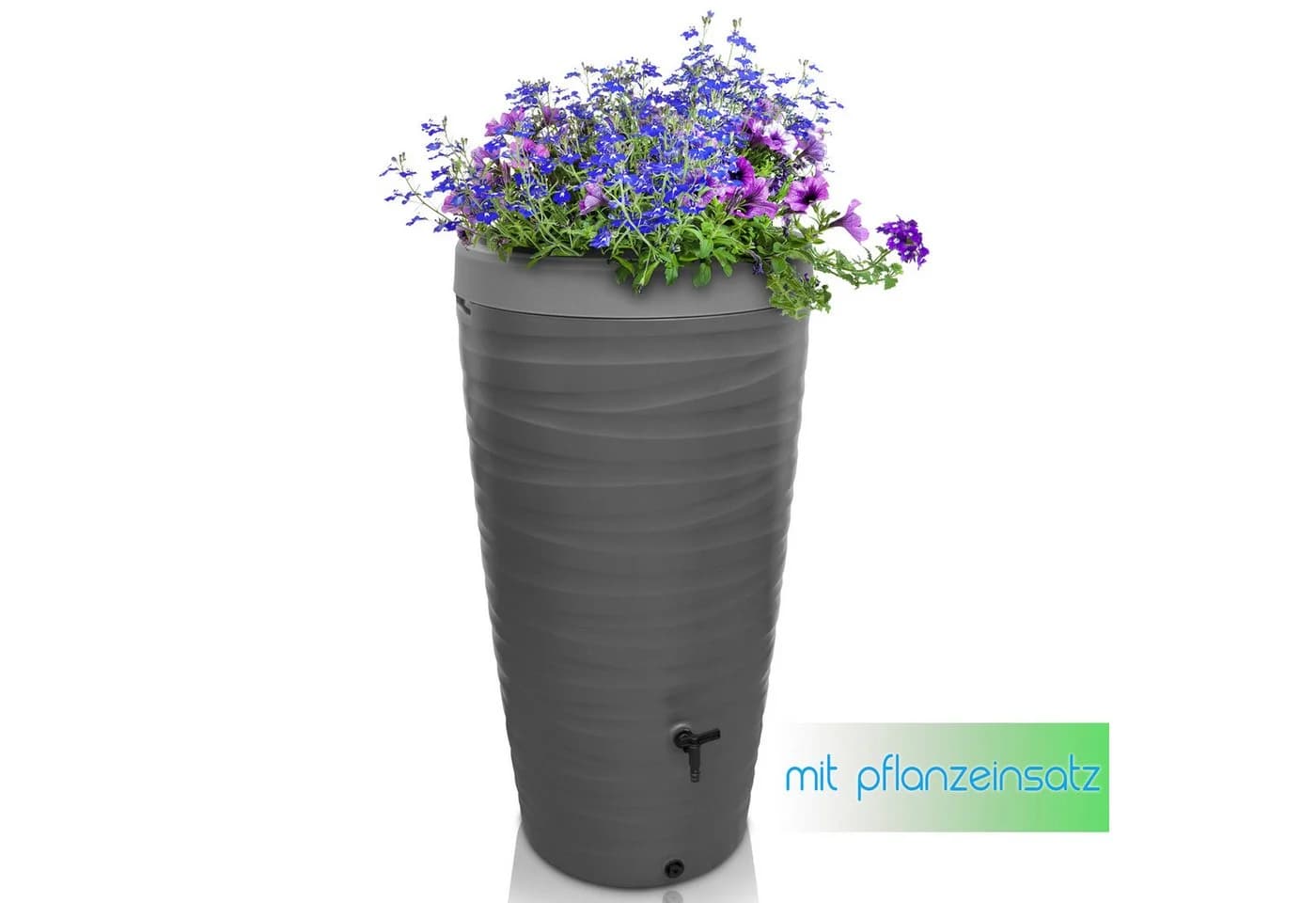 YourCasa Regentonne 240L Grau Wave Design Bepflanzbar - Bild 3