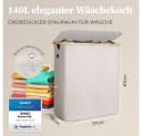 HENNEZ Wäschekorb Bambus 2 Fächer 140L Beige-Grau Bild 3