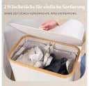 HENNEZ Wäschekorb Bambus 2 Fächer 140L Beige-Grau Bild 4