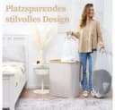 HENNEZ Wäschekorb Bambus 2 Fächer 140L Beige-Grau Bild 5
