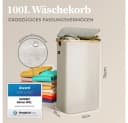 HENNEZ Wäschekorb mit Bambusgriff 100 l Dunkelgrau mit Deckel Bild 3