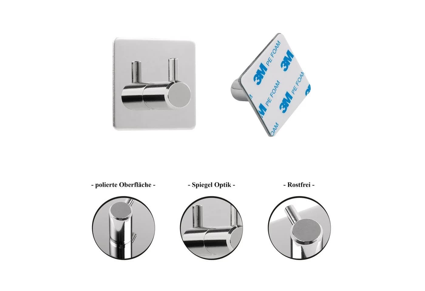 Dolvhin Toilettenpapierhalter Edelstahl ohne Bohren mit Ablage & 2 Haken - Bild 4