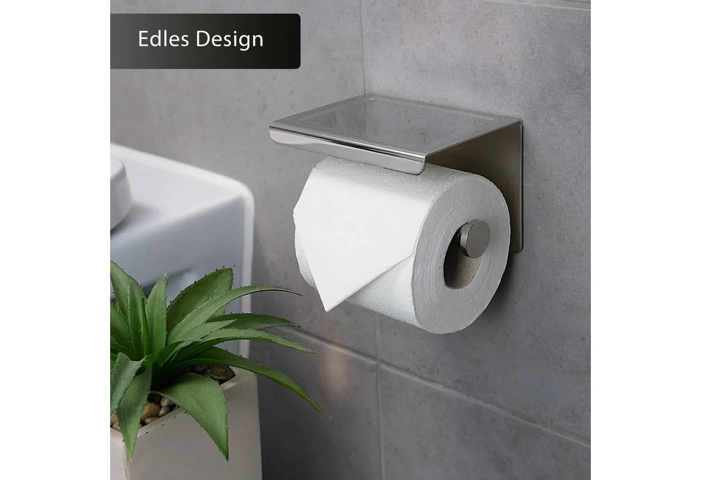Dolvhin Toilettenpapierhalter Edelstahl mit Ablage ohne Bohren