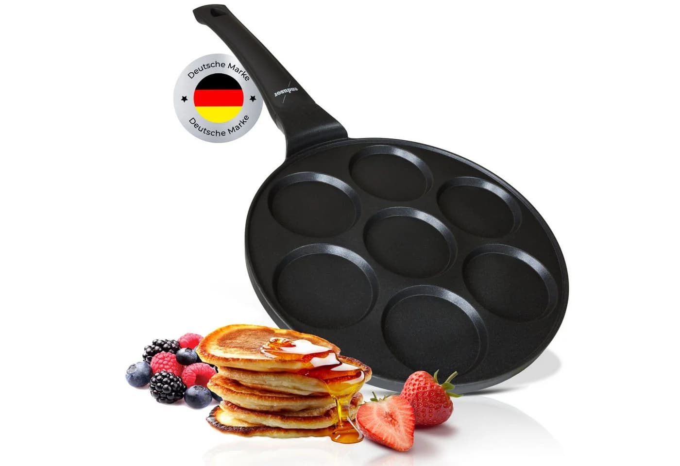 endusor Crêpepfanne Pancake Pfanne 26cm 7 Mulden Aluminiumguss Antihaft - Bild 2