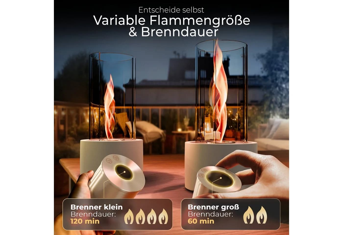 FIRELL Tischkamin CURL Ethanol Beton-grau mit Wirbelflamme - Bild 4