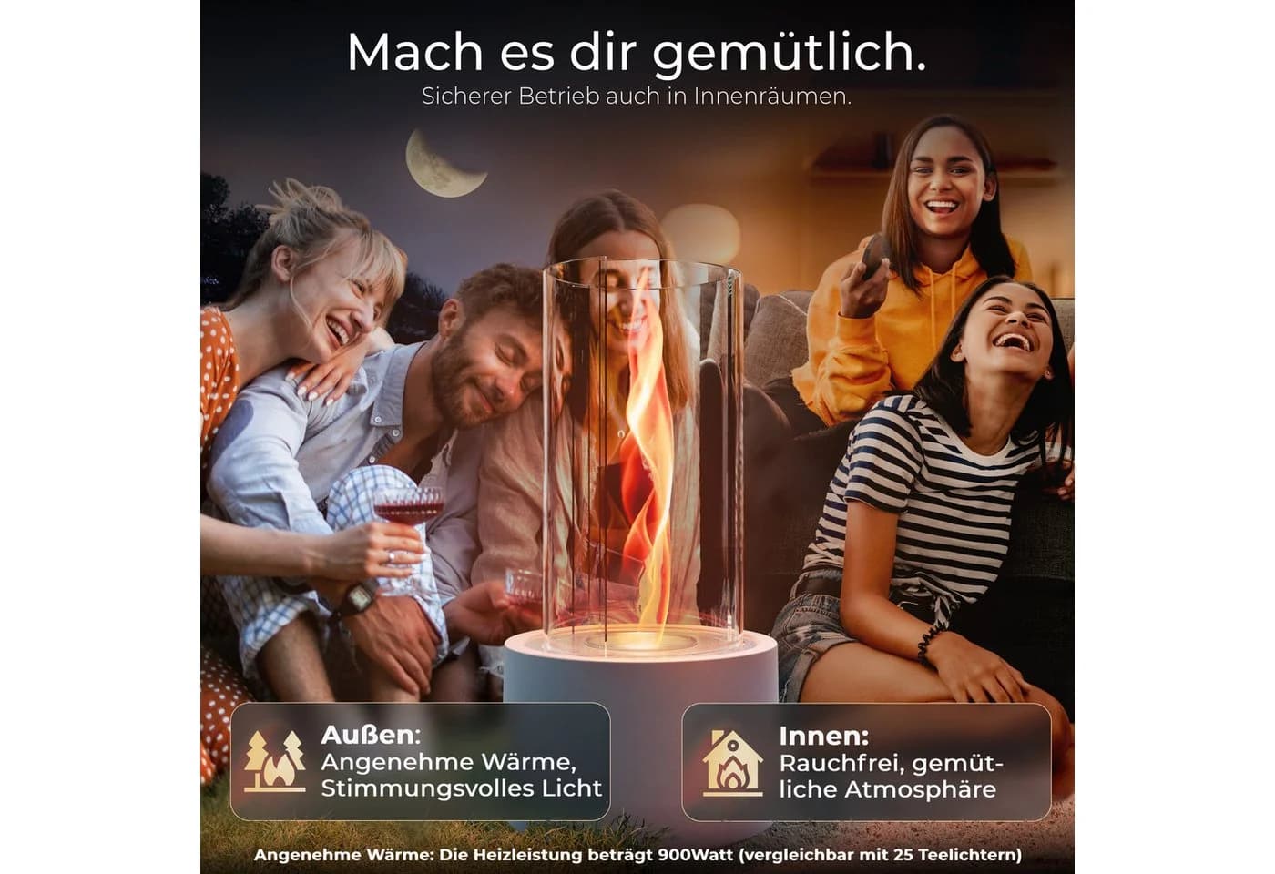 FIRELL Tischkamin CURL Ethanol Beton-grau mit Wirbelflamme - Bild 5
