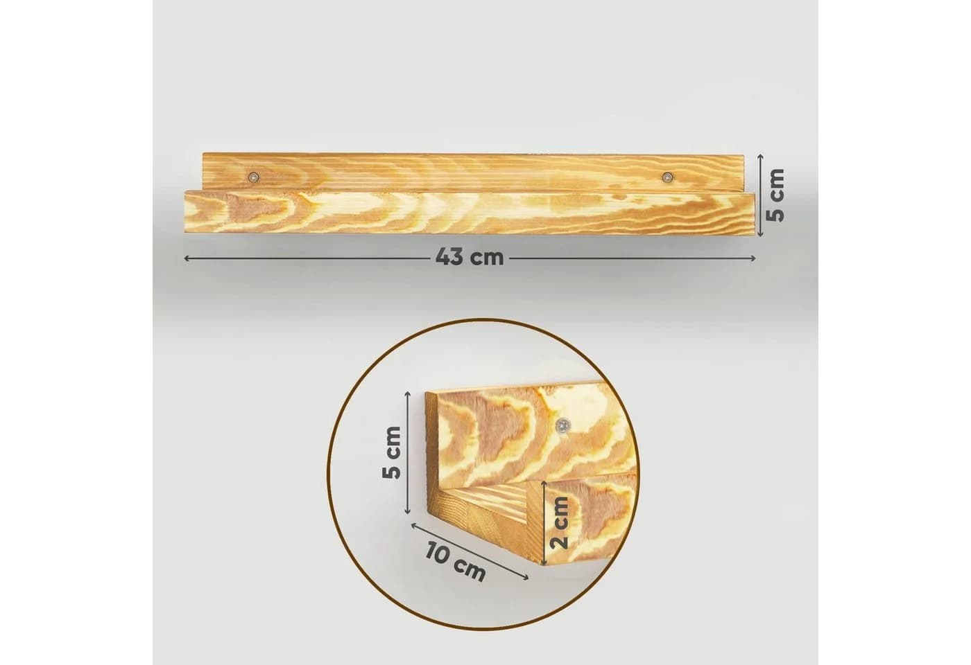 Coradoma Deko-Wandregal 2er Set aus Holz Braun - Bild 3