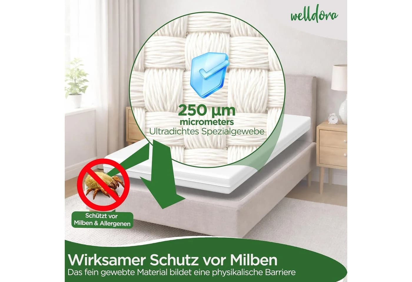 Welldora Milbenbezug Matratze Allergiker 360° Reißverschluss - Bild 3