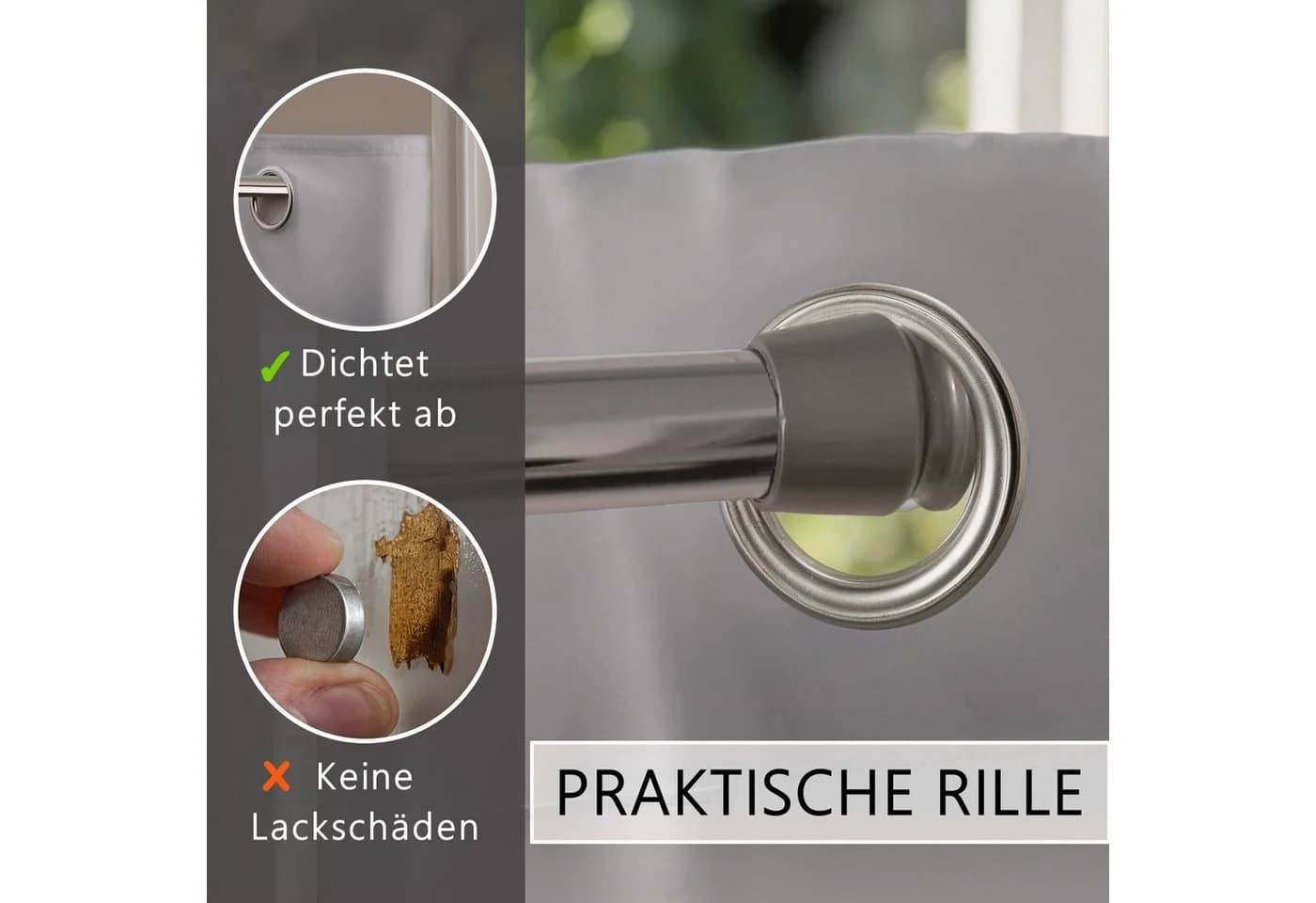 tinycurtains Türvorhang mit Stange silber 70-120 cm Thermo Vorhang - Bild 5