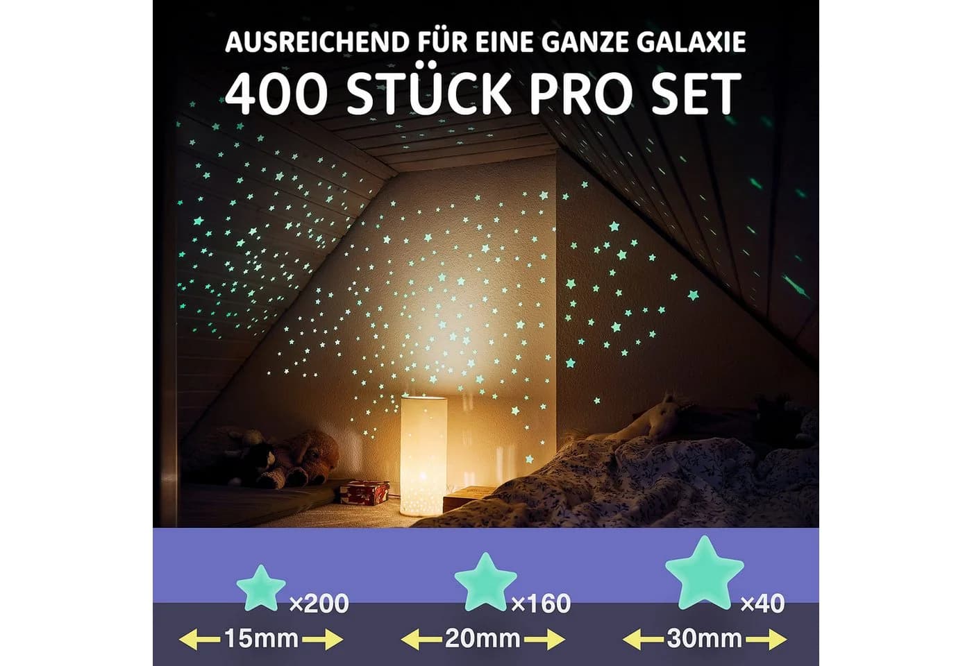 lilimaus Wandsticker Leuchtsterne 400 St Gelb-Grün Selbstklebend