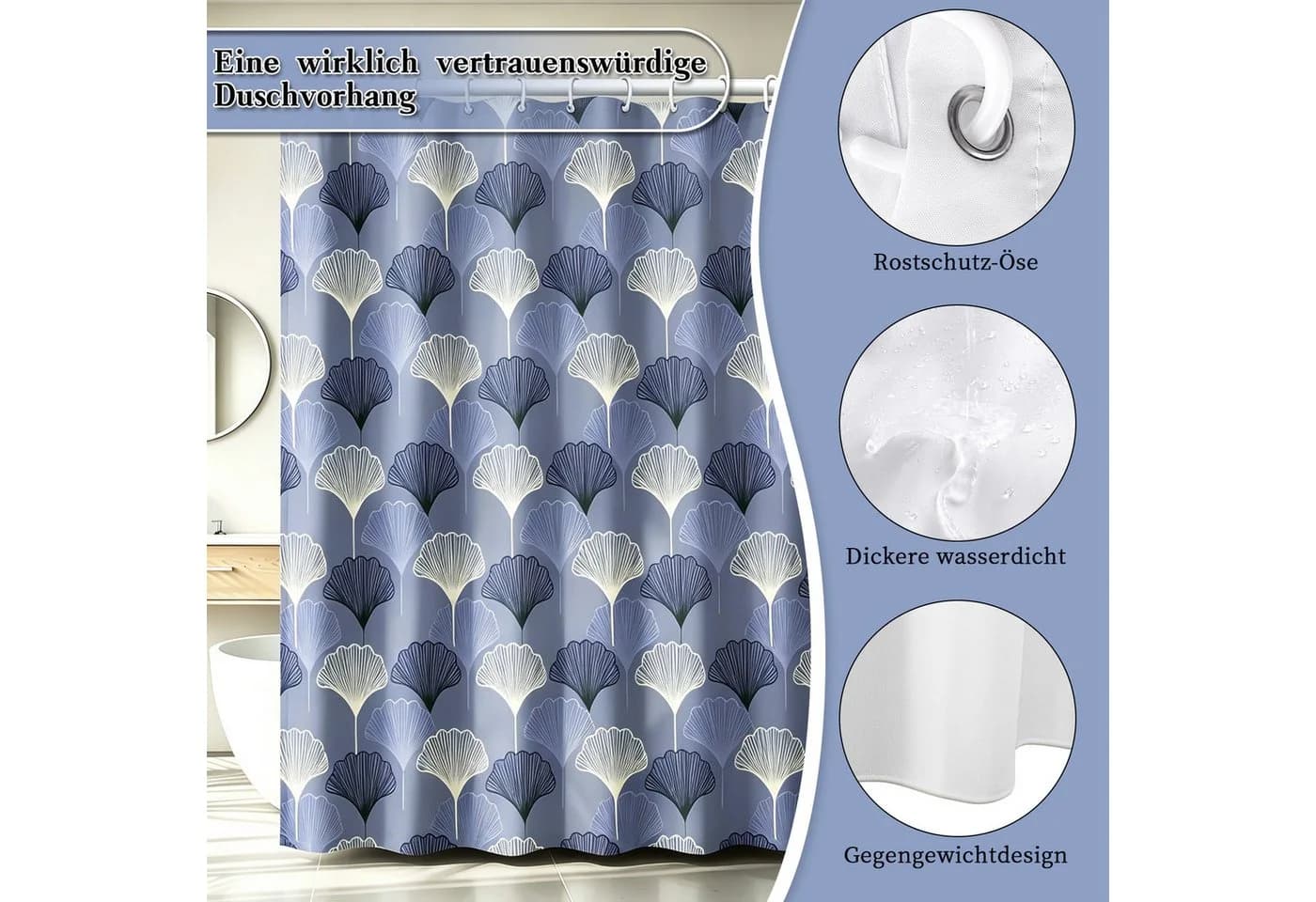 M&W DAS DESIGN Duschvorhang 180x200 Polyester - Bild 4