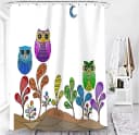 M&W DAS DESIGN Duschvorhang 180x200 Bunt Eule Polyester Bild 1